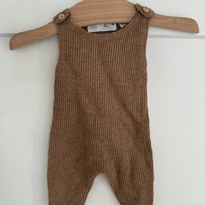 Zara Brown Ribbed Kids Jumpsuit